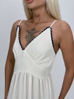 Rochie lungă cu broderie albastră - imagine 5