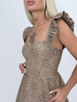 Rochie lungă din sangallo cu despicatură pe picior - imagine 11