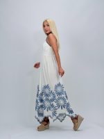 Rochie lungă cu broderie albastră - imagine 3