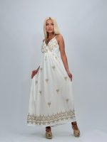 Rochie lungă cu broderie aurie