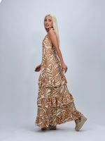 Rochie lungă cu imprimeu și volane - imagine 3