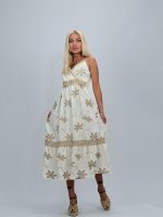 Rochie lungă cu bretele și broderie - imagine 2