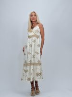 Rochie lungă cu bretele și broderie - imagine 4