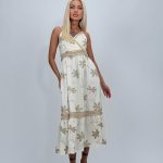 Rochie lungă cu bretele și broderie