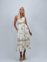 Rochie lungă cu bretele și broderie