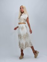 Rochie lungă cu broderie și curea - imagine 4