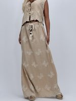 Fustă lungă brodată cu șnur accesorizat - imagine 17