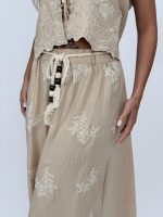 Fustă lungă brodată cu șnur accesorizat - imagine 20