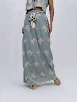 Fustă lungă brodată cu șnur accesorizat - imagine 12