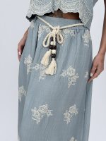 Fustă lungă brodată cu șnur accesorizat - imagine 14