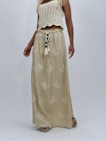 Fustă lungă brodată cu șnur accesorizat - imagine 5