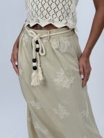 Fustă lungă brodată cu șnur accesorizat - imagine 8