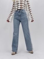 Jeans | Blug wide leg cu dantelă pe lateral - imagine 5