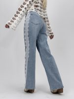 Jeans | Blug wide leg cu dantelă pe lateral - imagine 7