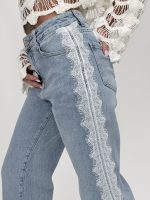 Jeans | Blug wide leg cu dantelă pe lateral - imagine 8