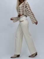 Jeans | Blug wide leg cu broderie - imagine 7