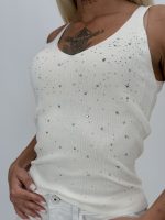 Maiou din tricot fin cu ștrasuri - imagine 3