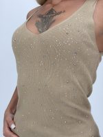 Maiou din tricot fin cu ștrasuri - imagine 12