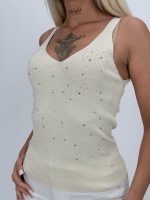 Maiou din tricot fin cu ștrasuri - imagine 8