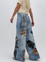 Jeans | Blug Wide leg imprimat cu model urs - imagine 8