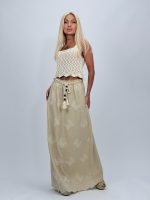 Fustă lungă brodată cu șnur accesorizat - imagine 2