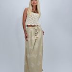 Fustă lungă brodată cu șnur accesorizat