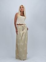 Fustă lungă brodată cu șnur accesorizat