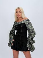 Bluză cu imprimeu army și fermoar la spate - imagine 6