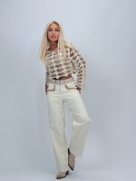 Jeans | Blug wide leg cu broderie - imagine 3