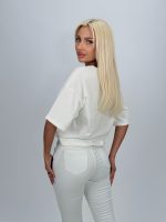 Tricou crop cu broderie - imagine 4