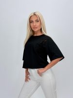 Tricou crop cu broderie - imagine 5