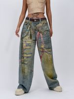 Jeans | Blug wide leg nisipiu imprimat - imagine 6