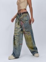 Jeans | Blug wide leg nisipiu imprimat - imagine 7