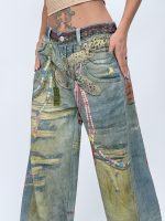 Jeans | Blug wide leg nisipiu imprimat - imagine 8