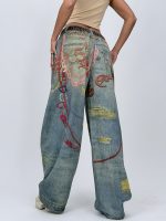 Jeans | Blug wide leg nisipiu imprimat - imagine 9