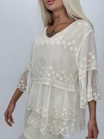 Bluză tip ie din bumbac cu broderie - imagine 4