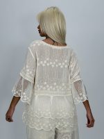 Bluză tip ie din bumbac cu broderie - imagine 5