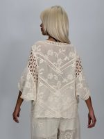 Bluză tip ie din bumbac cu perforații - imagine 6