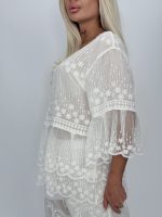 Bluză tip ie din bumbac cu broderie - imagine 9