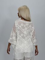 Bluză tip ie din bumbac cu perforații - imagine 11