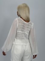 Bluză croșetată cu mâneci din voal - imagine 4