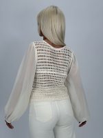Bluză croșetată cu mâneci din voal - imagine 8