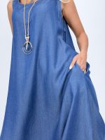 Rochie din lyocell cu colier - imagine 5