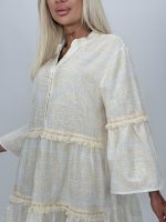 Rochie tunică cu broderie bej - imagine 5