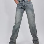 Jeans | Blug Albastru Wide Leg cu ștrasuri