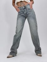 Jeans | Blug Albastru Wide Leg cu ștrasuri - imagine 3