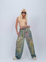 Jeans | Blug wide leg nisipiu imprimat - imagine 4