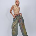 Jeans | Blug wide leg nisipiu imprimat