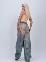Jeans | Blug wide leg nisipiu imprimat - imagine 10