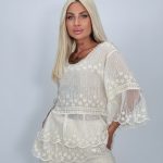 Bluză tip ie din bumbac cu broderie